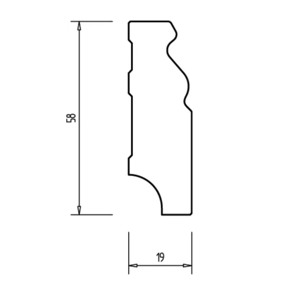 Weiße Kiefer Sockelleisten 58x19x2400 mm Berliner Profil